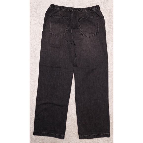 H&M Black Wide Leg Pull On Jeans Denim Pants Womens Size M NWT - Picture 3 of 10